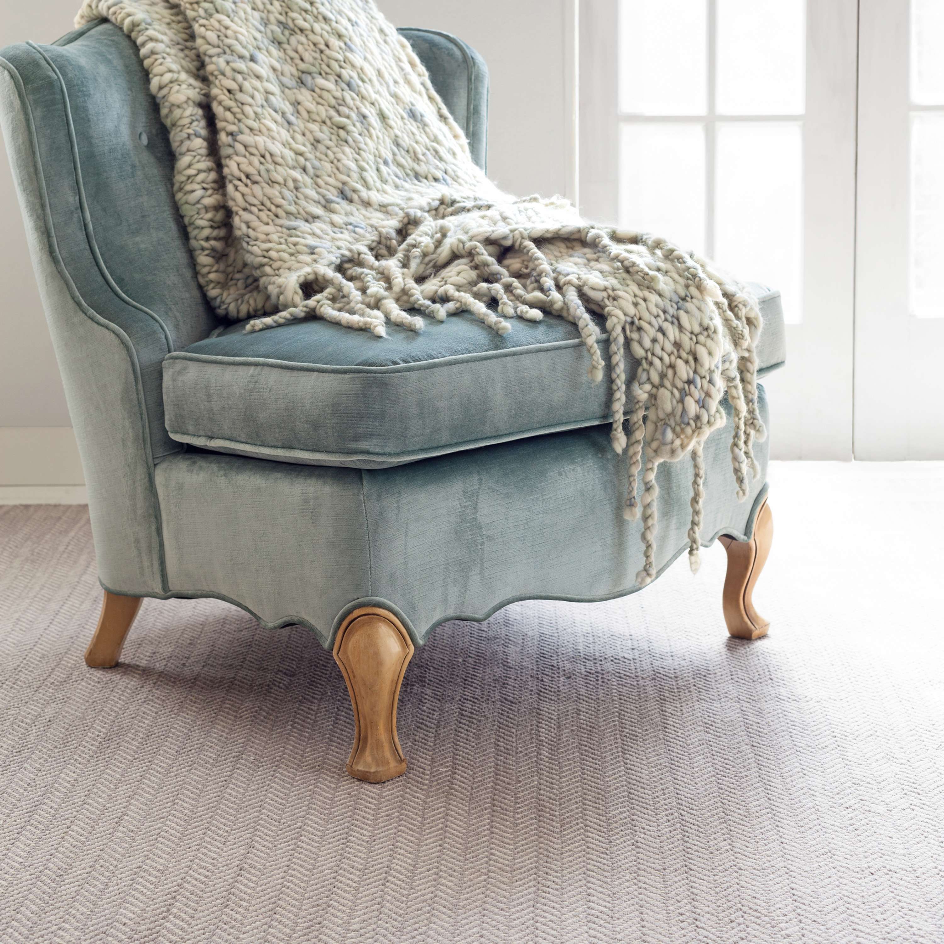 Annie Selke, Herringbone Dove Grey Woven Cotton Rug