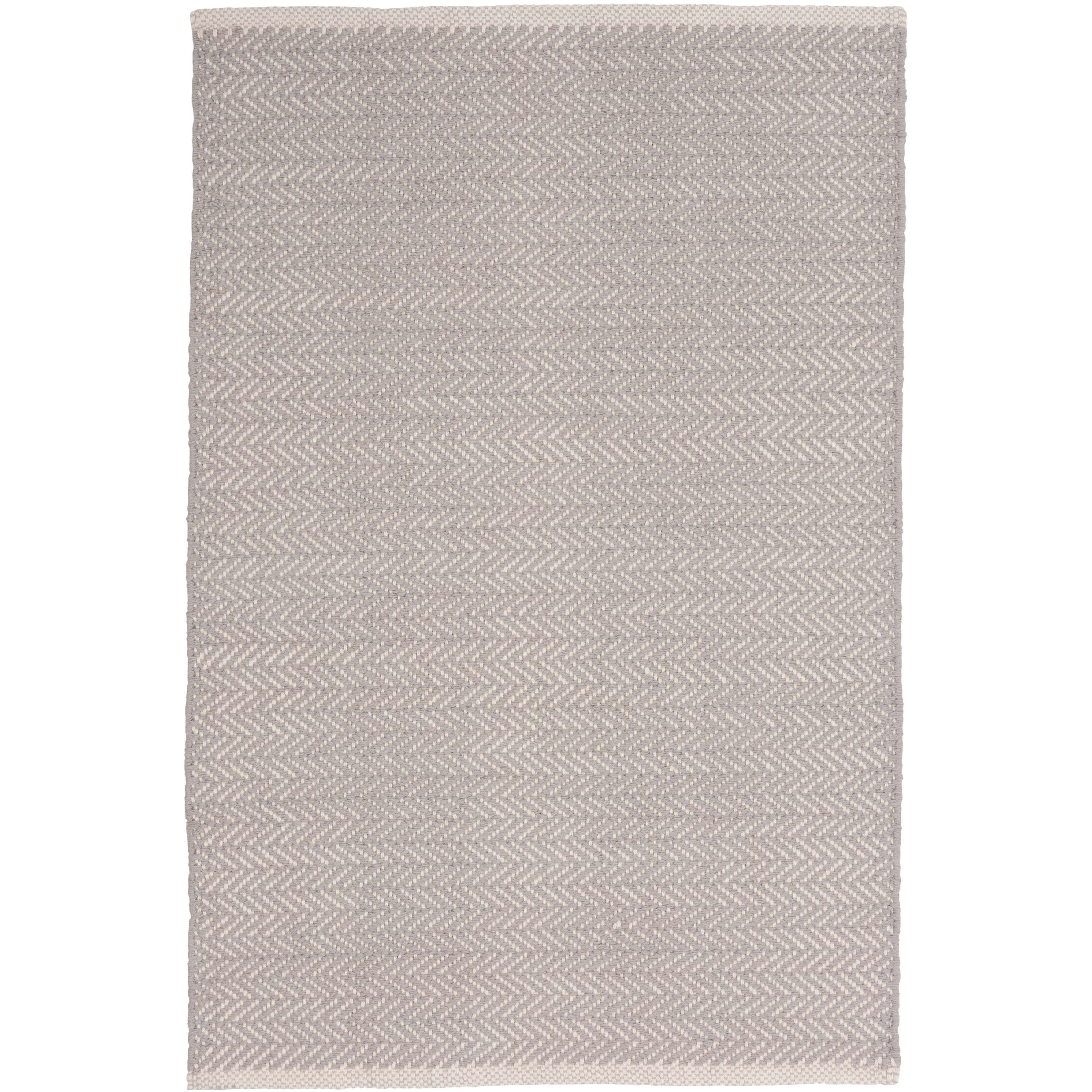 Annie Selke, Herringbone Dove Grey Woven Cotton Rug