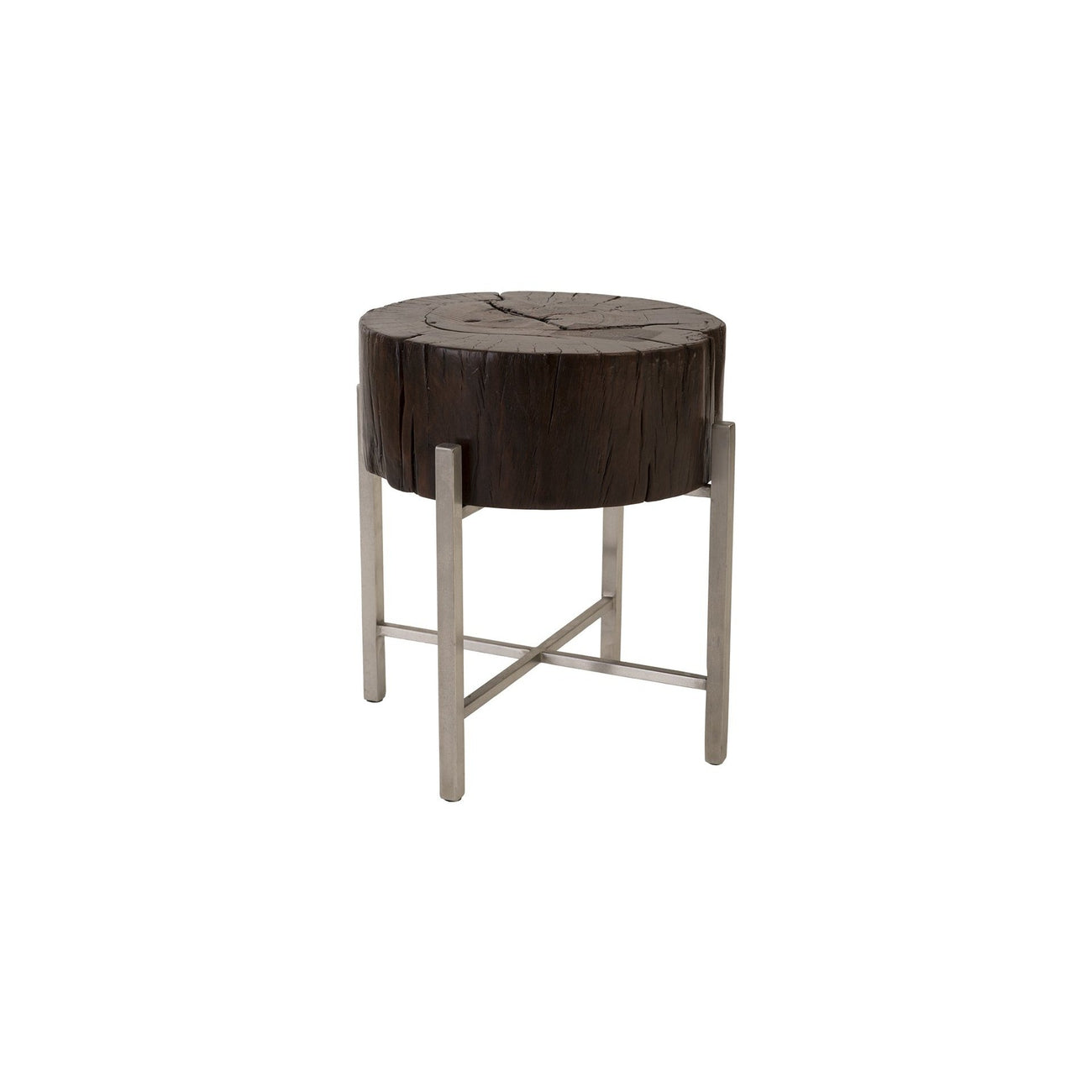 Phillips Collection, Nestled Cross Cut Side Table - Stainless Steel X Cross Leg